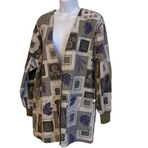 Leaf themed scrub jacket